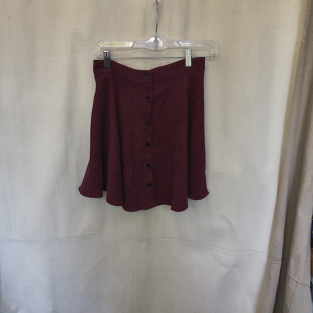 Women's Burgundy Size Small Shein Corduroy Button-Up Skirt